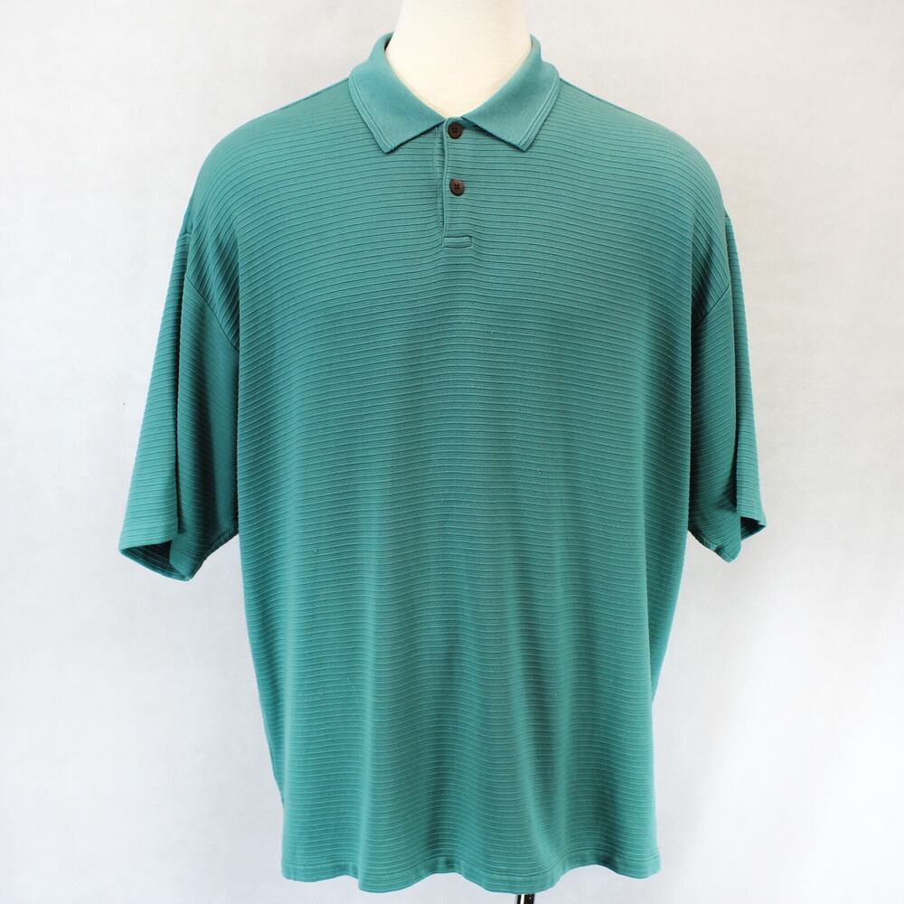 Tommy Bahama Aquamarine Short Sleeve Ribbed Traveling Camp Polo Shirt XL